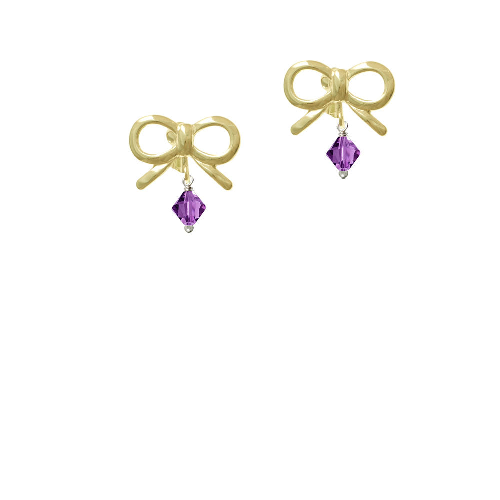 February - Purple - 6mm Crystal Bicone Crystal Clip On Earrings Image 10