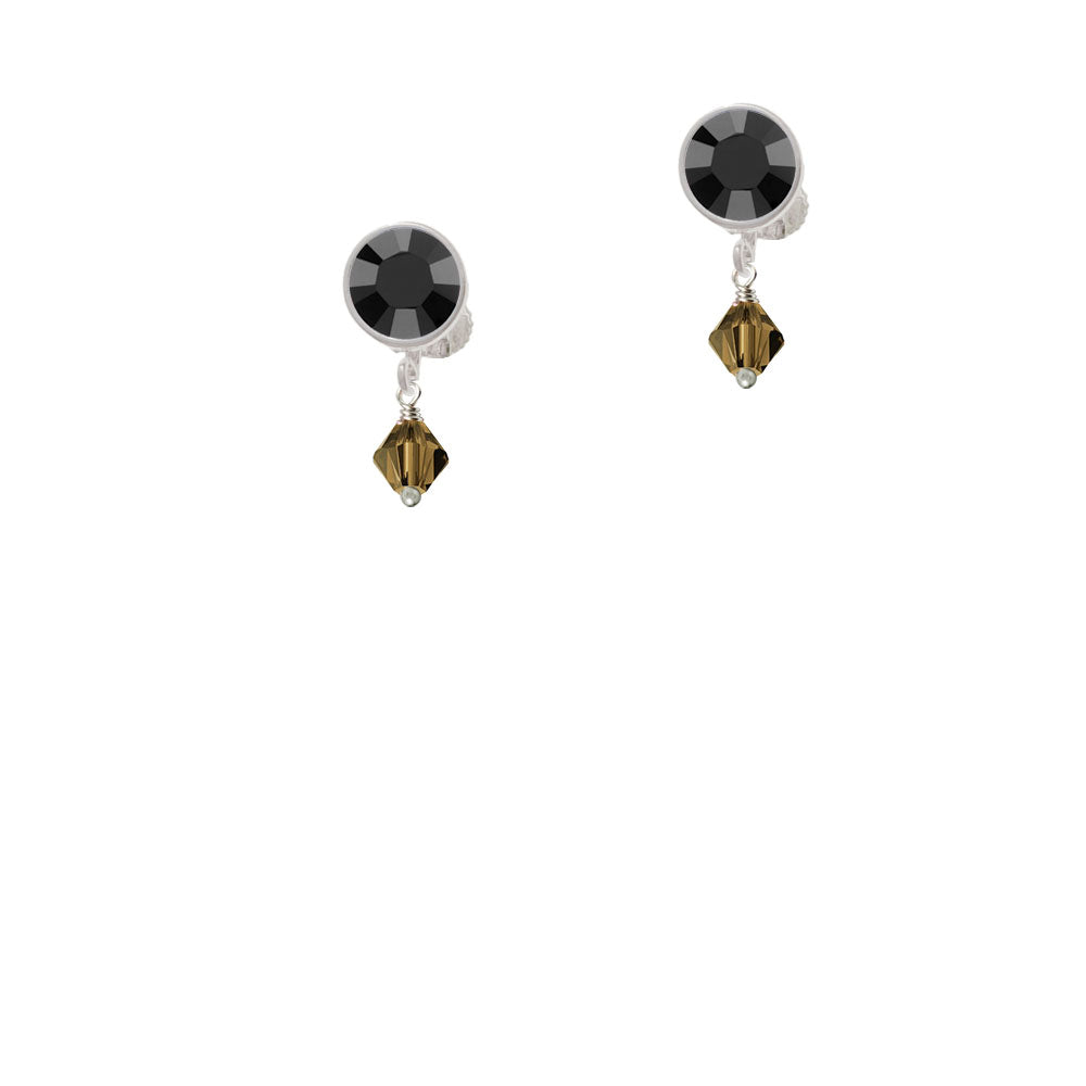 Brown - 6mm Crystal Bicone Crystal Clip On Earrings Image 3