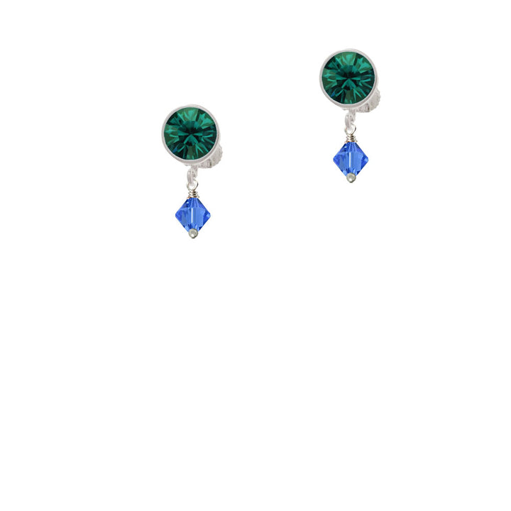 September - Blue - 6mm Crystal Bicone Crystal Clip On Earrings Image 6