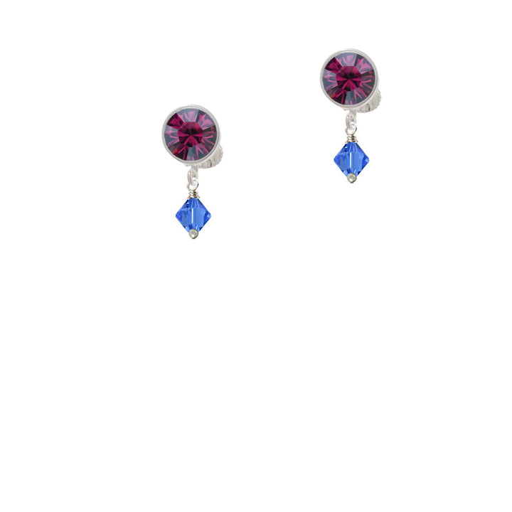 September - Blue - 6mm Crystal Bicone Crystal Clip On Earrings Image 8