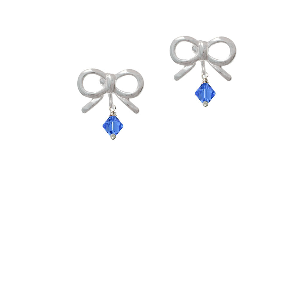 September - Blue - 6mm Crystal Bicone Crystal Clip On Earrings Image 9