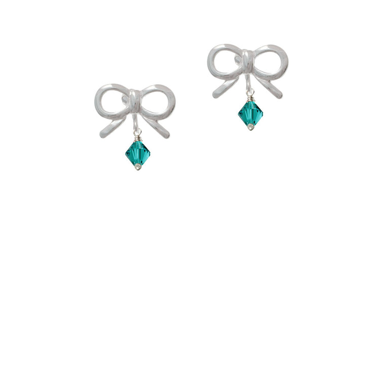 December - Teal - 6mm Crystal Bicone Crystal Clip On Earrings Image 9