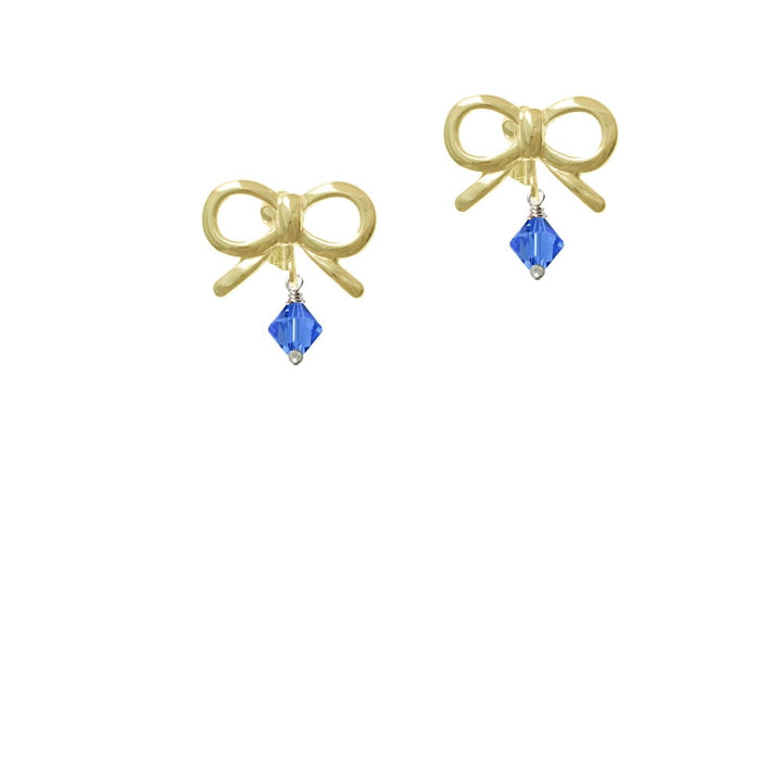 September - Blue - 6mm Crystal Bicone Crystal Clip On Earrings Image 10