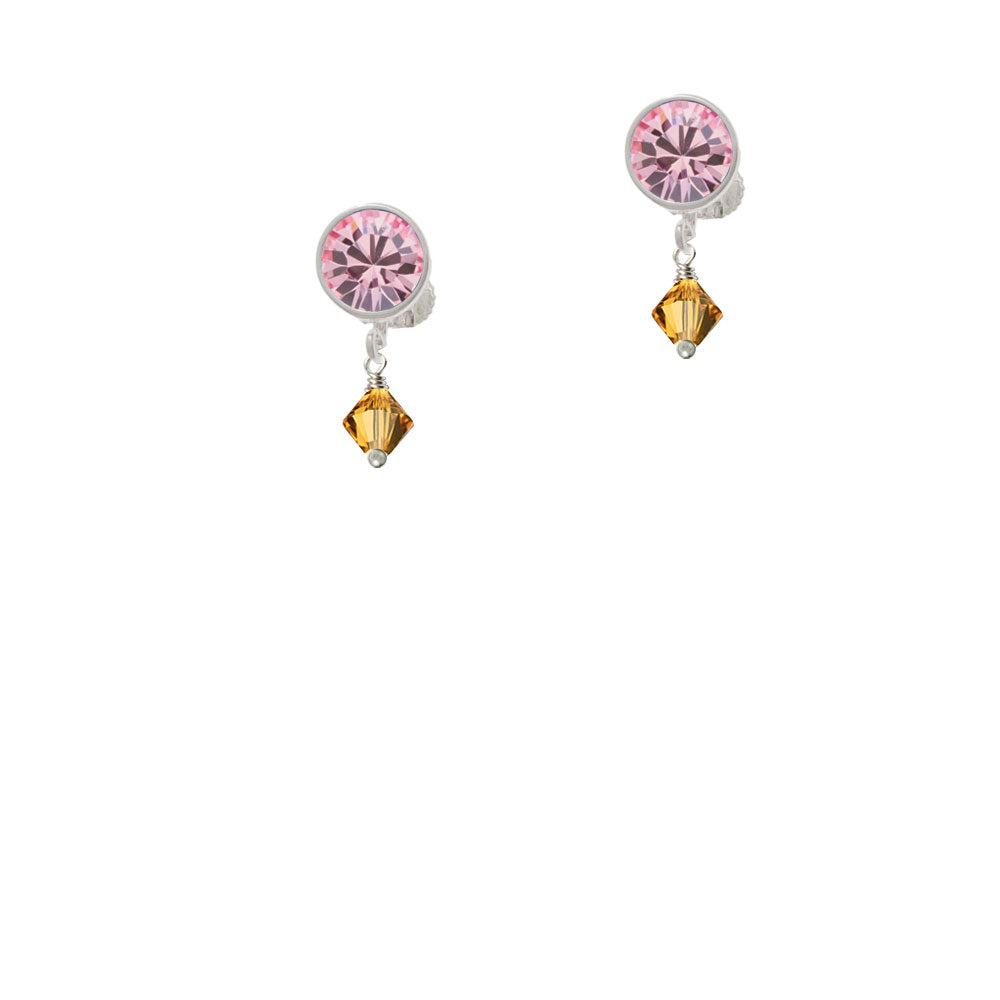 November - Yellow - 6mm Crystal Bicone Crystal Clip On Earrings Image 4