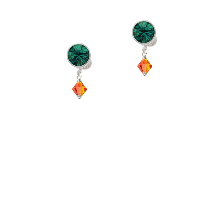 Orange - 6mm Crystal Bicone Crystal Clip On Earrings Image 6