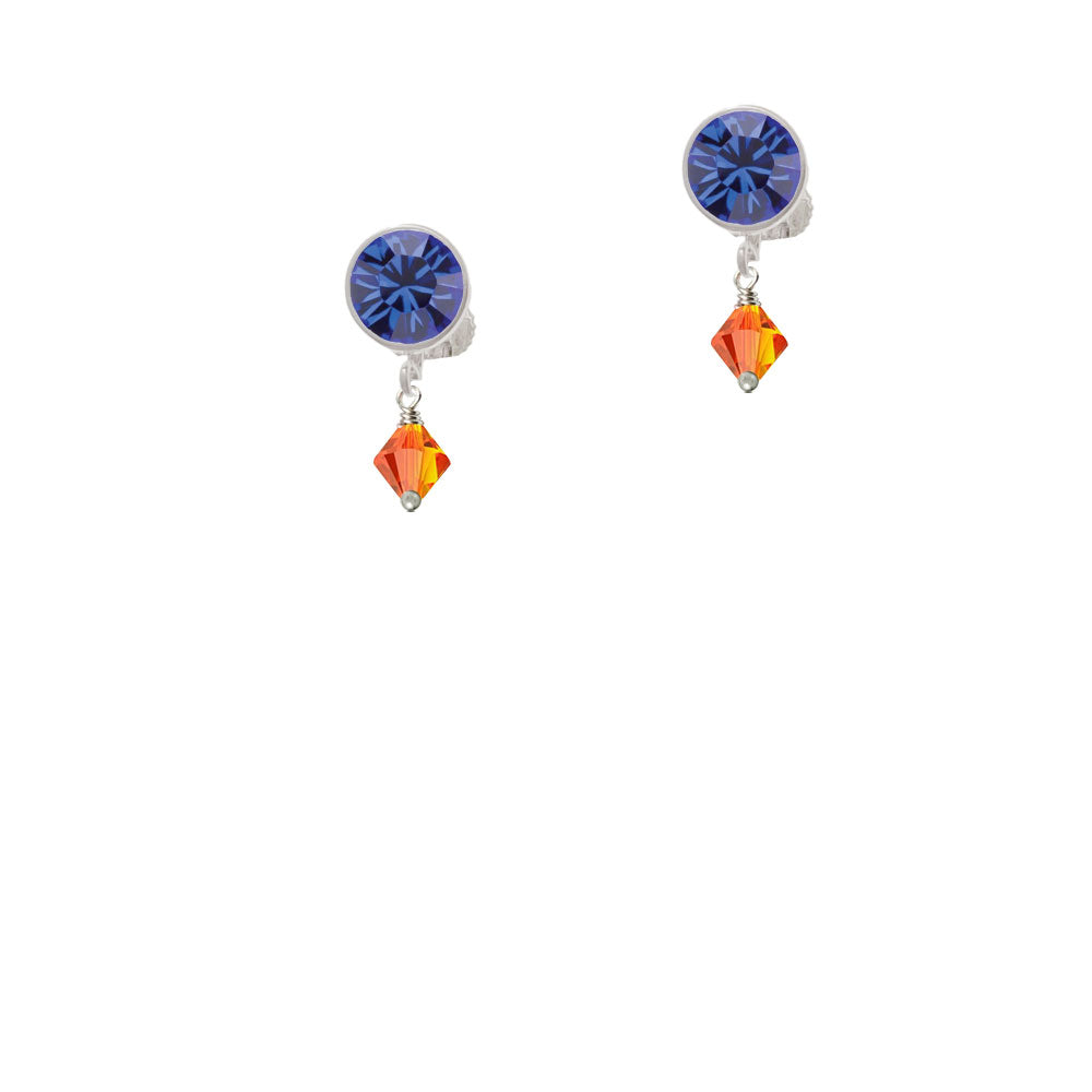 Orange - 6mm Crystal Bicone Crystal Clip On Earrings Image 7