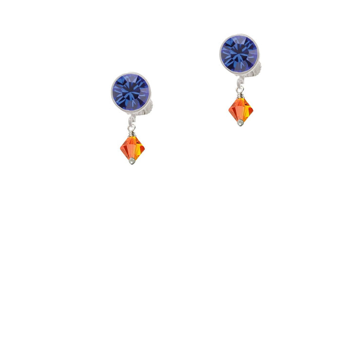 Orange - 6mm Crystal Bicone Crystal Clip On Earrings Image 1