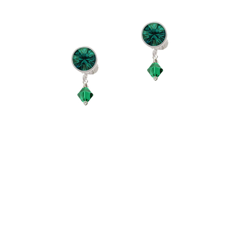 May - Green - 6mm Crystal Bicone Crystal Clip On Earrings Image 6