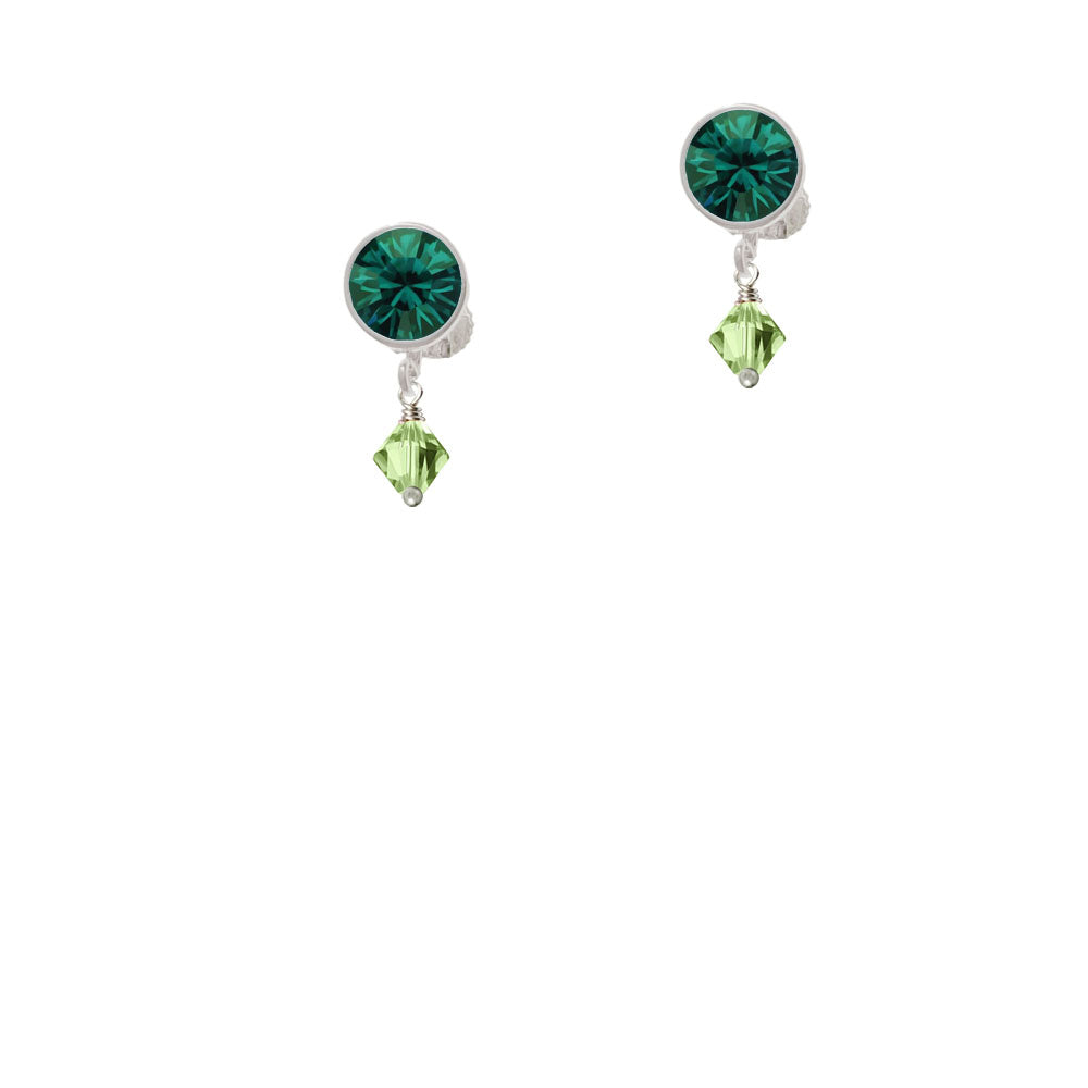 August - Lime Green - 6mm Crystal Bicone Crystal Clip On Earrings Image 6