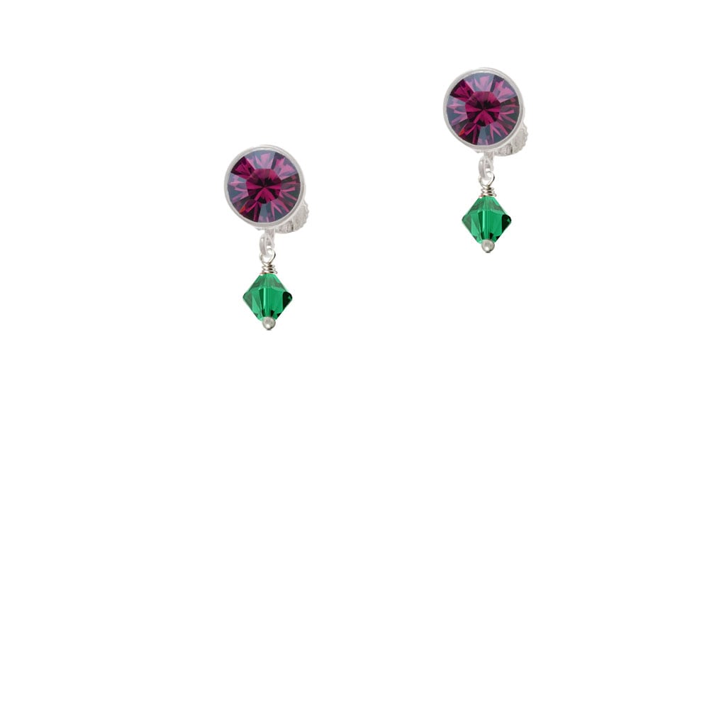 May - Green - 6mm Crystal Bicone Crystal Clip On Earrings Image 8