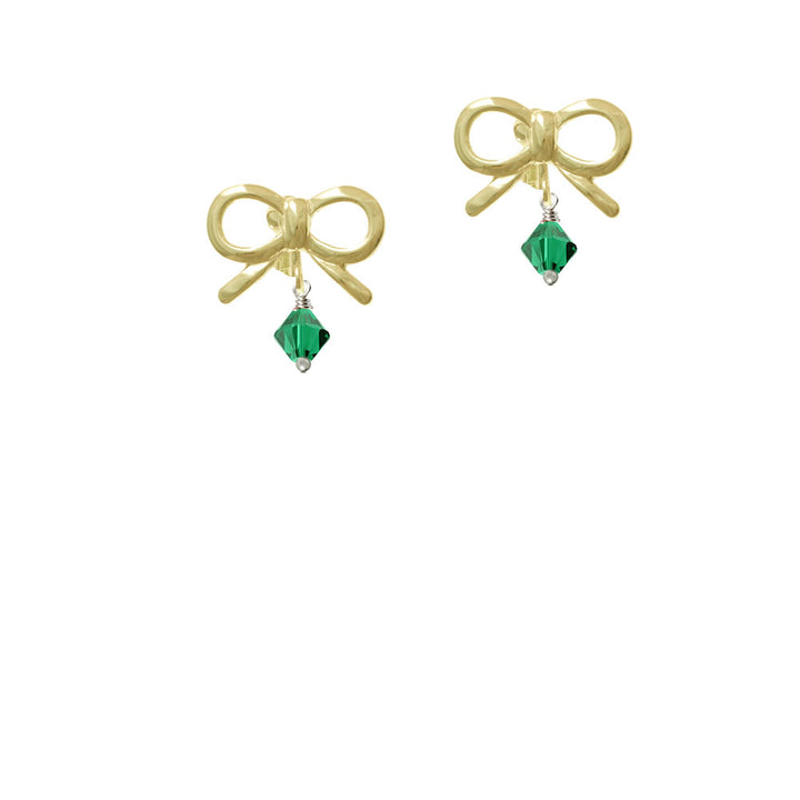 May - Green - 6mm Crystal Bicone Crystal Clip On Earrings Image 10