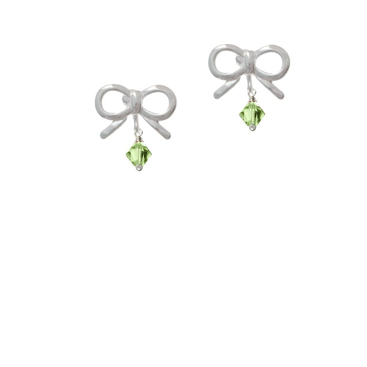 August - Lime Green - 6mm Crystal Bicone Crystal Clip On Earrings Image 1
