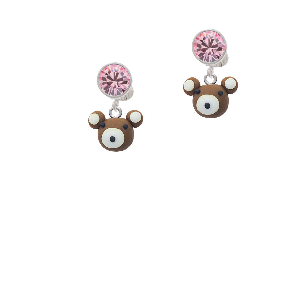 Fimo Clay Teddy Bear Crystal Clip On Earrings Image 4