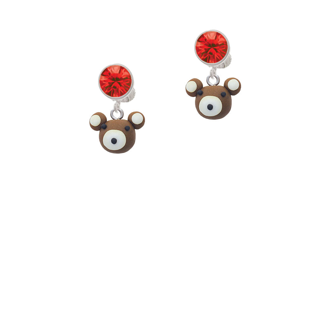 Fimo Clay Teddy Bear Crystal Clip On Earrings Image 4