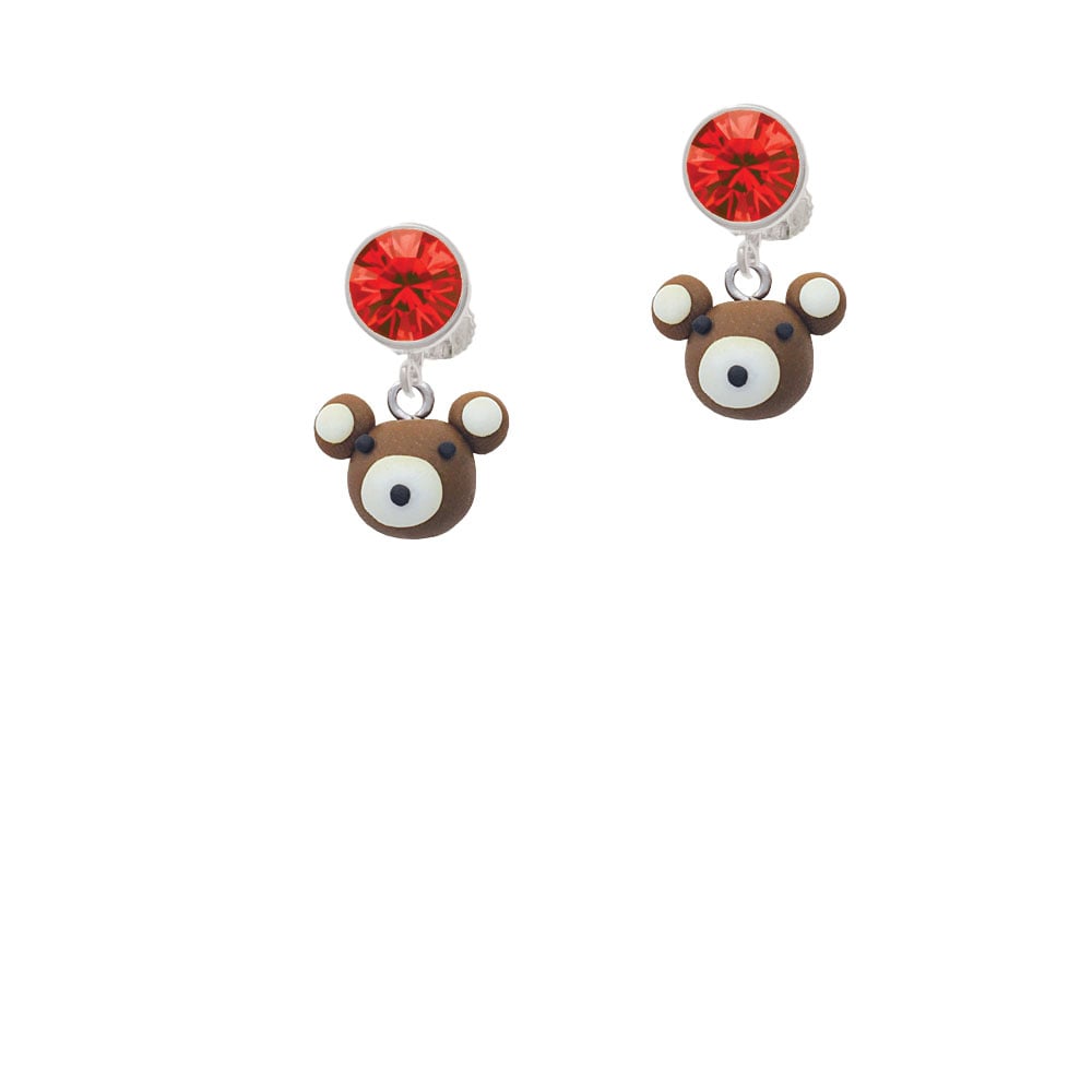 Fimo Clay Teddy Bear Crystal Clip On Earrings Image 1