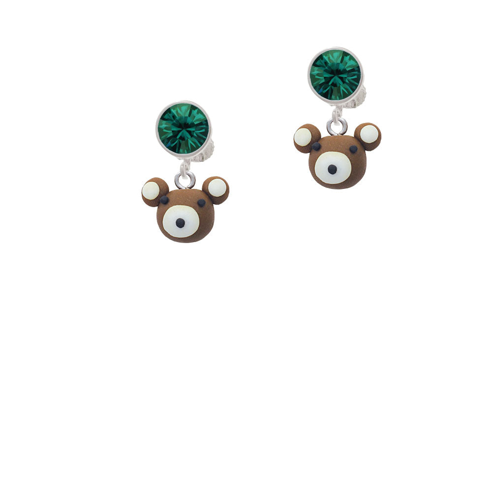 Fimo Clay Teddy Bear Crystal Clip On Earrings Image 6