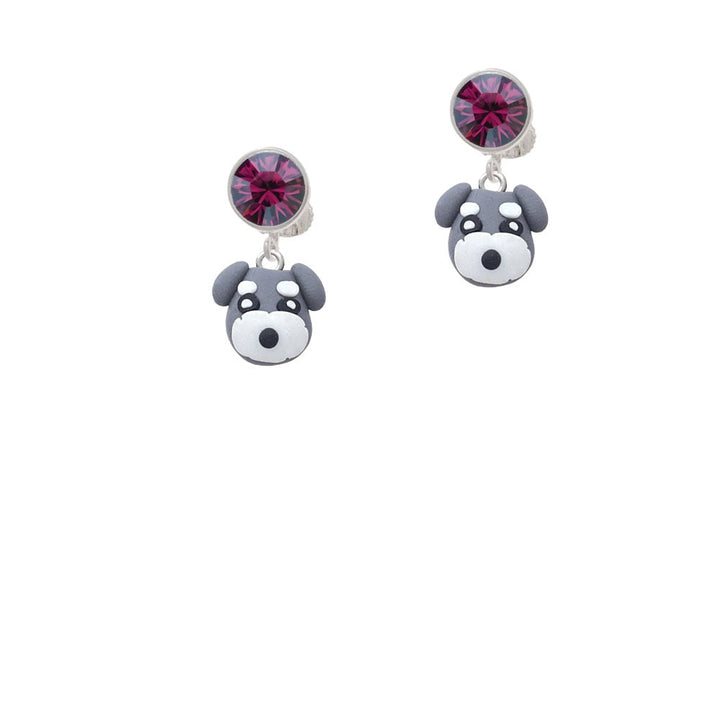 Fimo Clay Puppy Dog Crystal Clip On Earrings Image 1