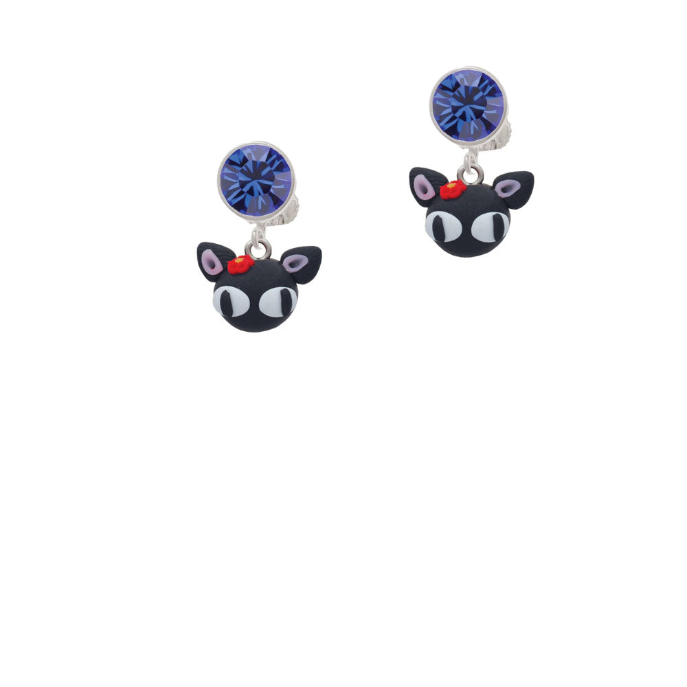 Fimo Clay Cute Kitty Crystal Clip On Earrings Image 7