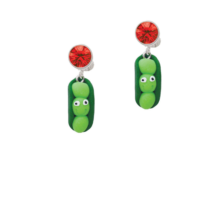 Fimo Clay Three Peas in a Pod Crystal Clip On Earrings Image 4