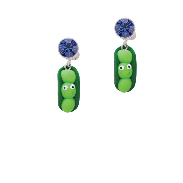 Fimo Clay Three Peas in a Pod Crystal Clip On Earrings Image 7