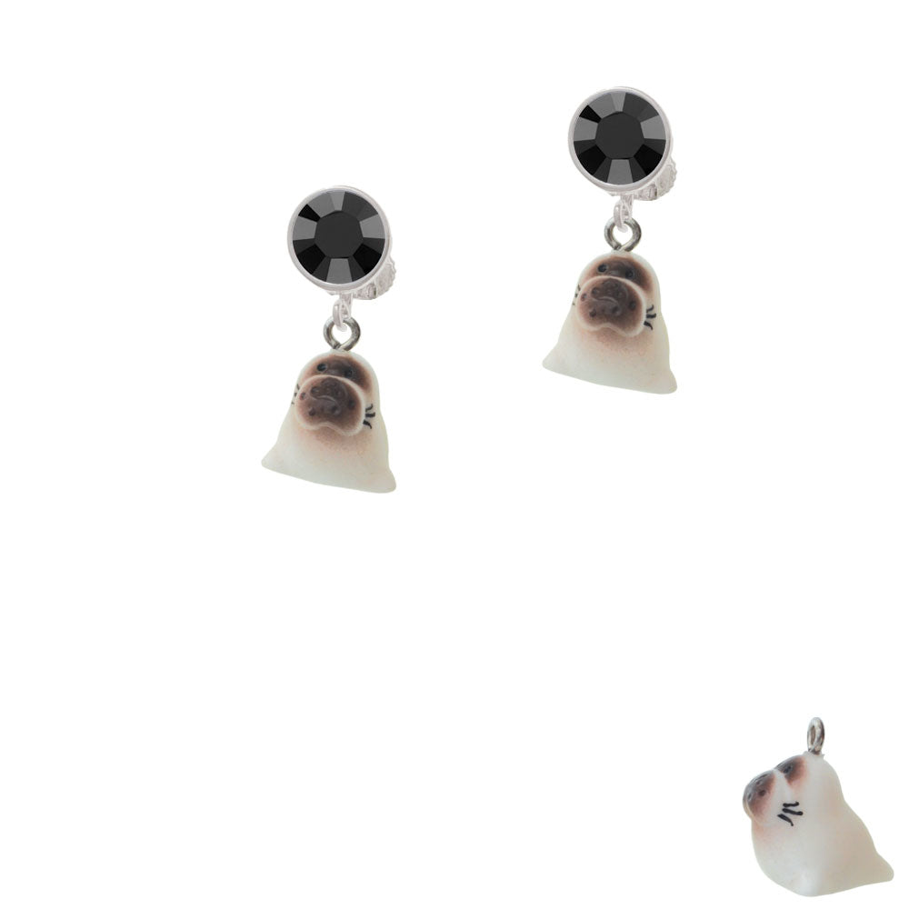 Resin Baby Seal Crystal Clip On Earrings Image 3