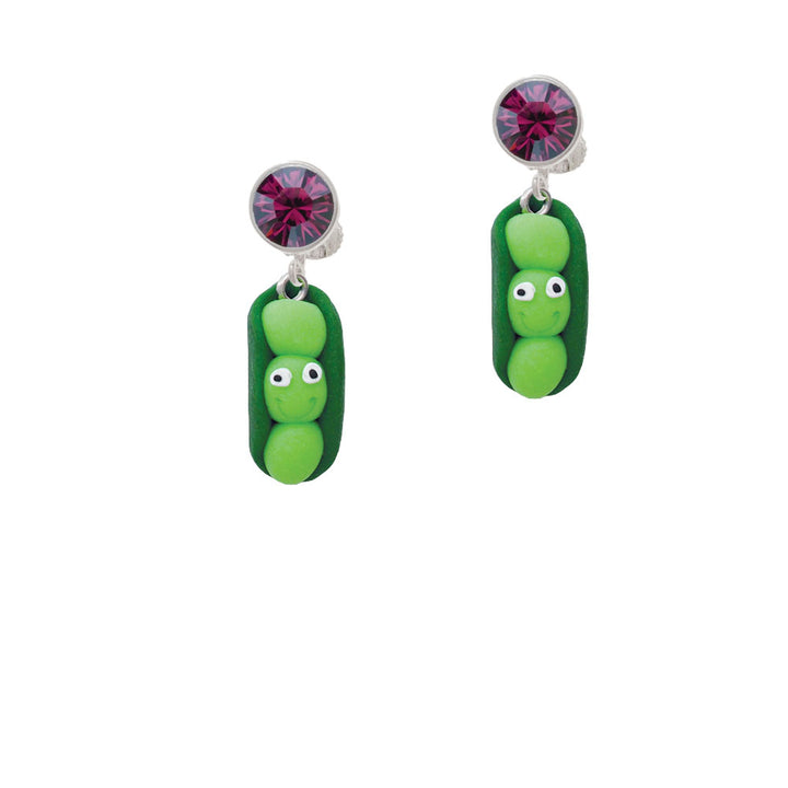 Fimo Clay Three Peas in a Pod Crystal Clip On Earrings Image 8