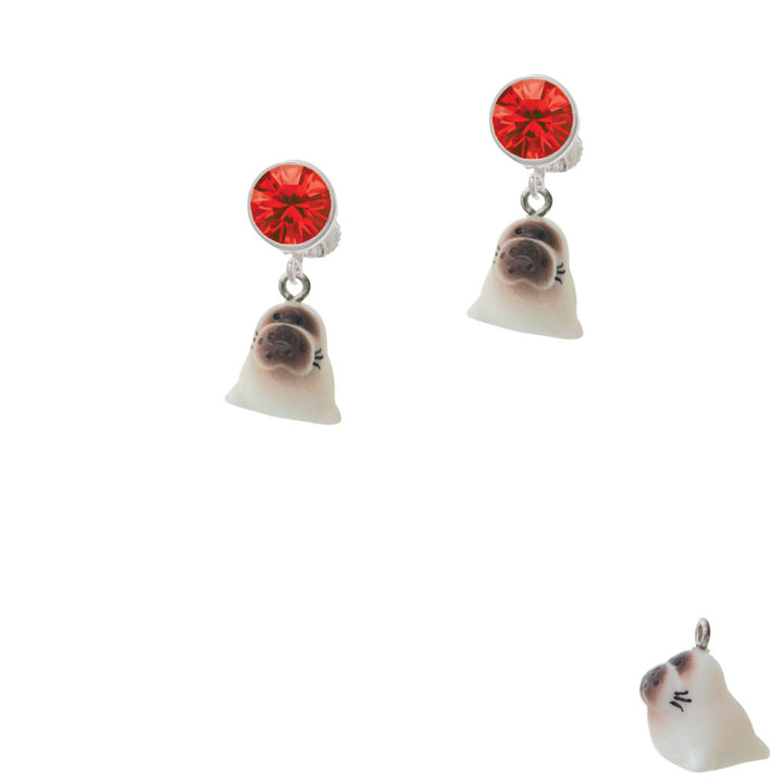 Resin Baby Seal Crystal Clip On Earrings Image 4