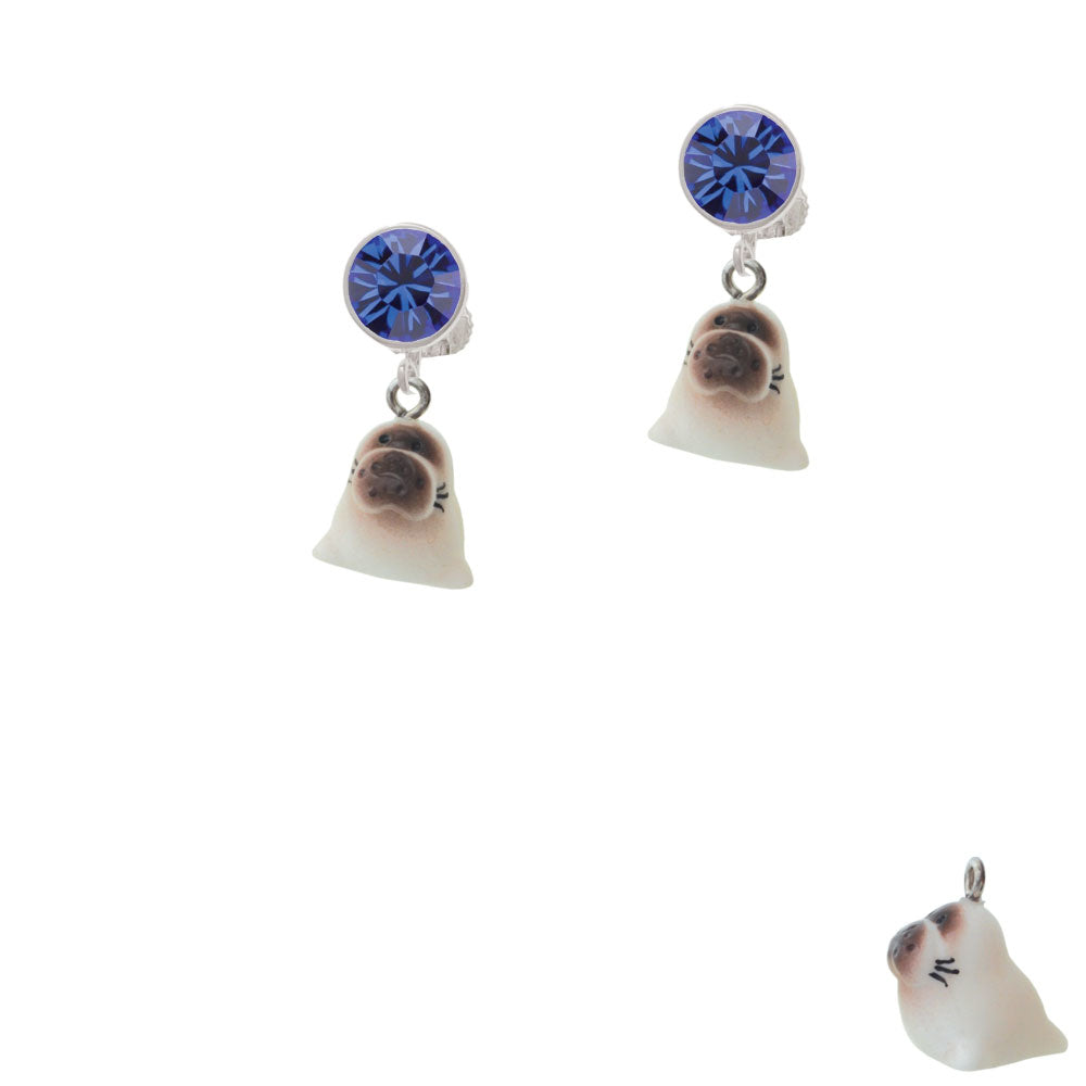 Resin Baby Seal Crystal Clip On Earrings Image 7