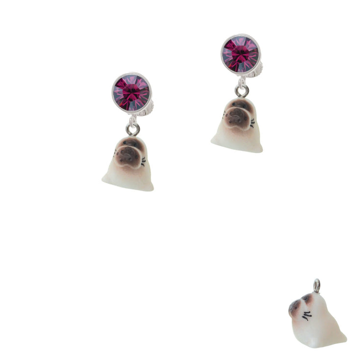 Resin Baby Seal Crystal Clip On Earrings Image 8