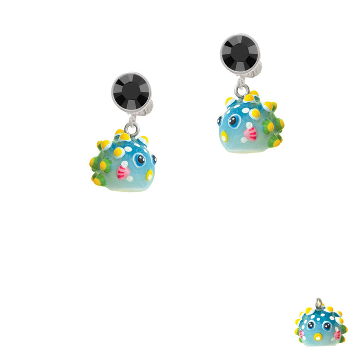 Resin Blowfish Crystal Clip On Earrings Image 3