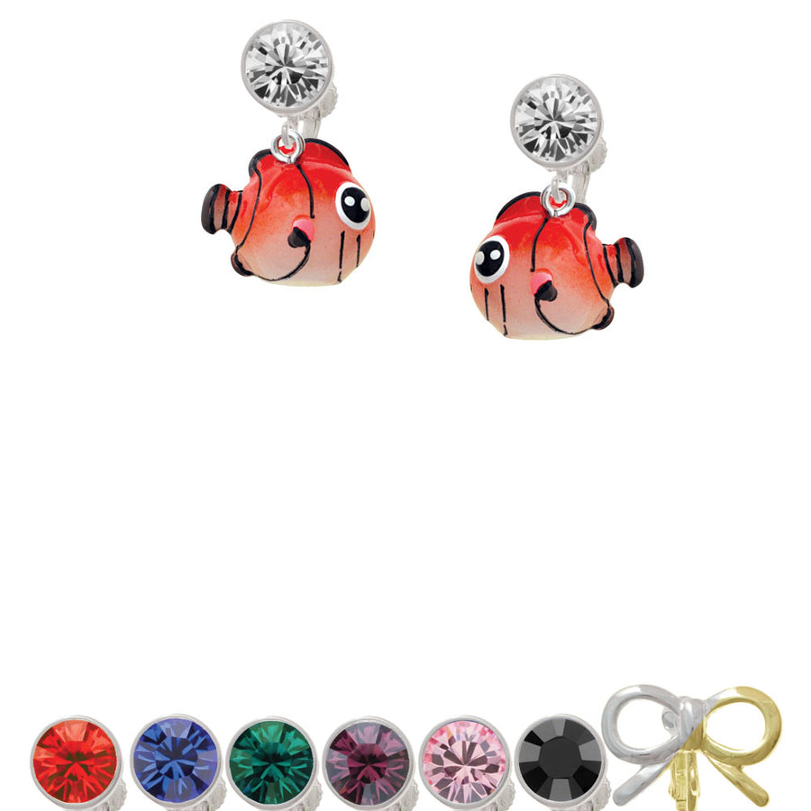 Resin Orange Fish Crystal Clip On Earrings Image 1