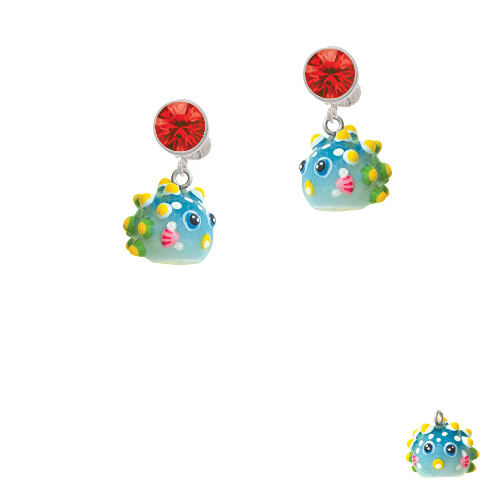 Resin Blowfish Crystal Clip On Earrings Image 4