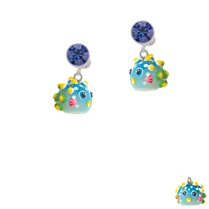 Resin Blowfish Crystal Clip On Earrings Image 7