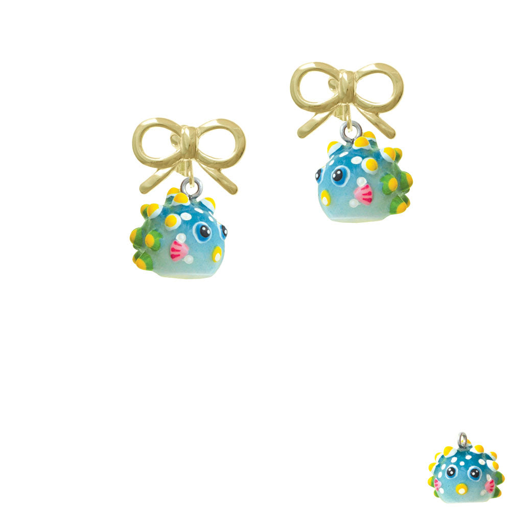 Resin Blowfish Crystal Clip On Earrings Image 10