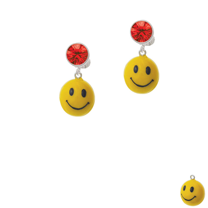 Resin Large 3-D Happy Face Crystal Clip On Earrings Image 4