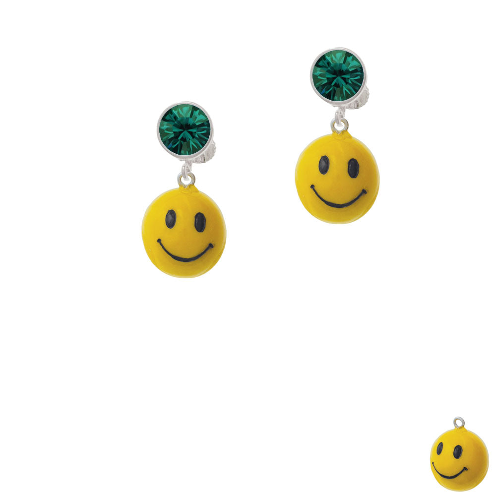 Resin Large 3-D Happy Face Crystal Clip On Earrings Image 6