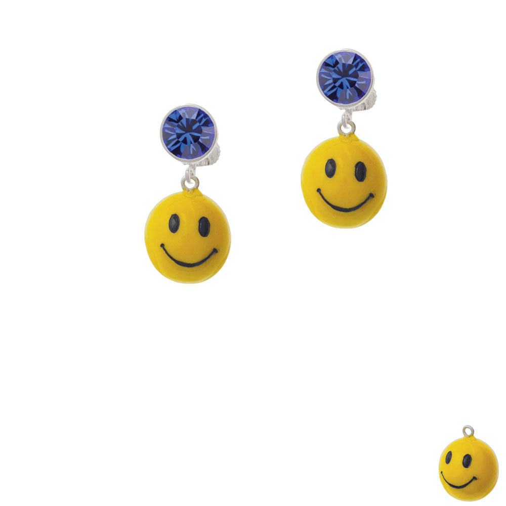 Resin Large 3-D Happy Face Crystal Clip On Earrings Image 7