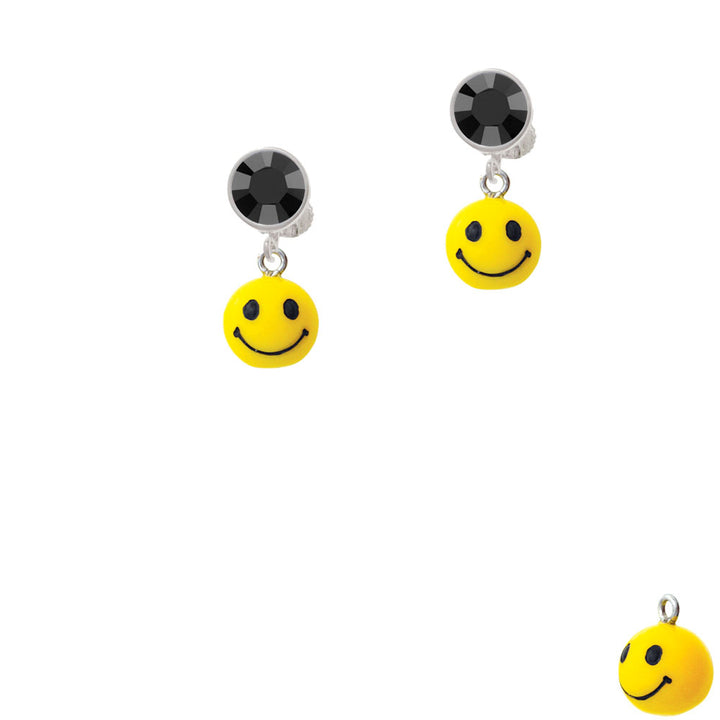 Resin Small 3-D Happy Face Crystal Clip On Earrings Image 3