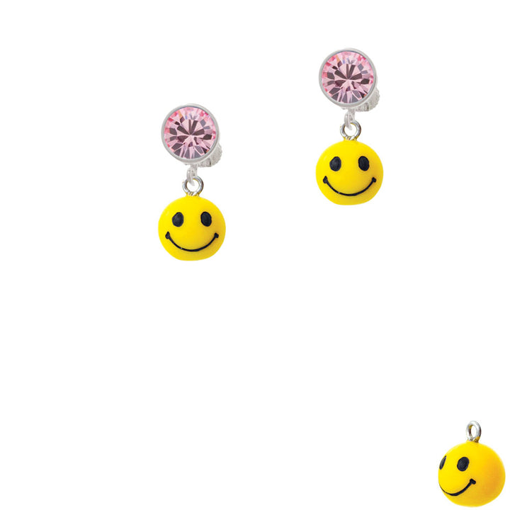 Resin Small 3-D Happy Face Crystal Clip On Earrings Image 4