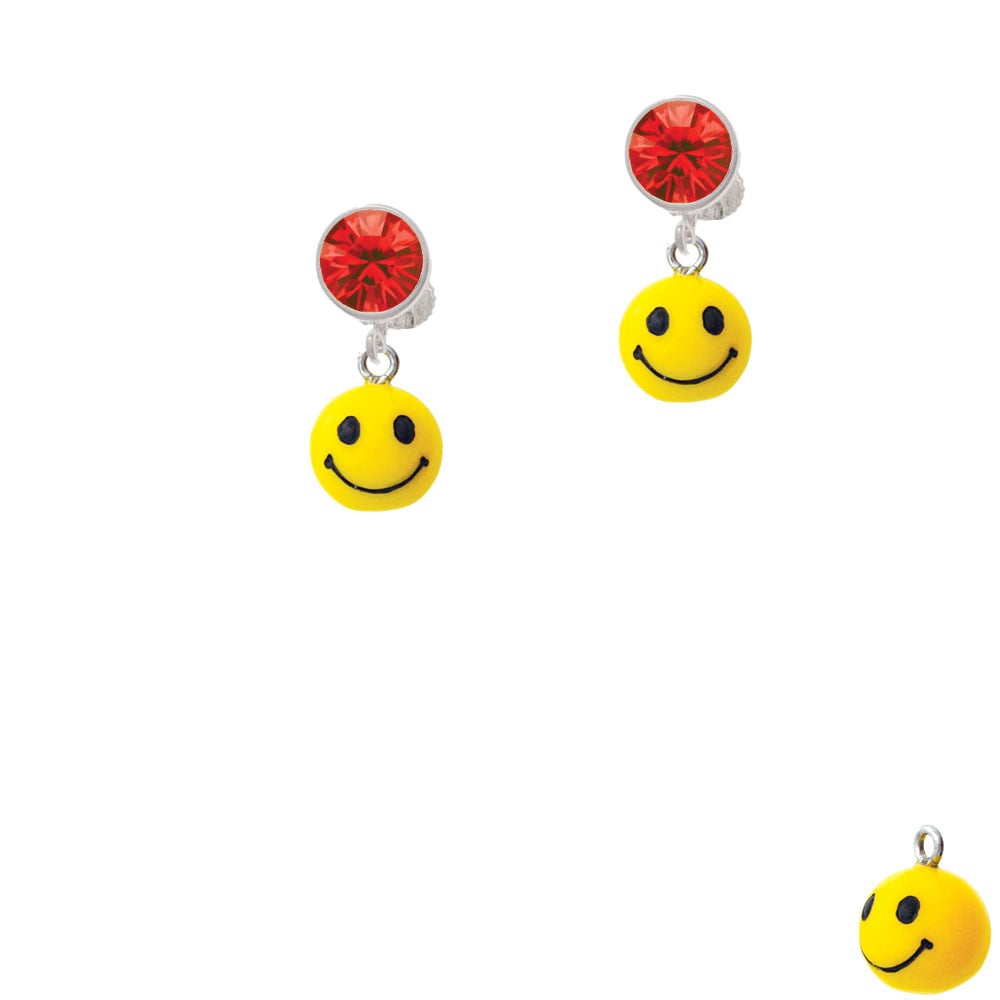 Resin Small 3-D Happy Face Crystal Clip On Earrings Image 4