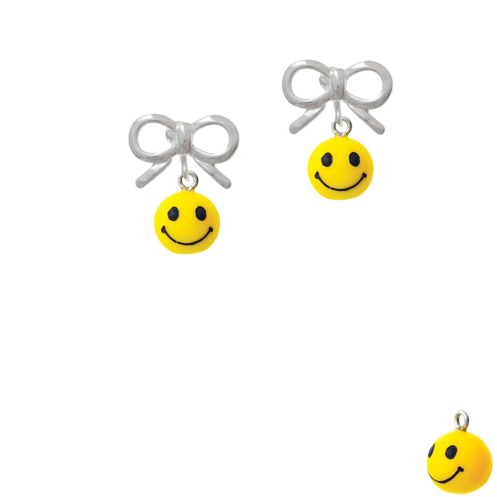 Resin Small 3-D Happy Face Crystal Clip On Earrings Image 9