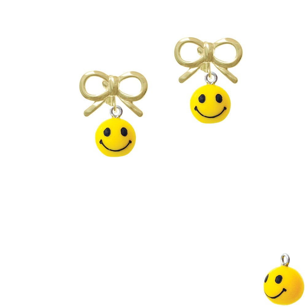 Resin Small 3-D Happy Face Crystal Clip On Earrings Image 10