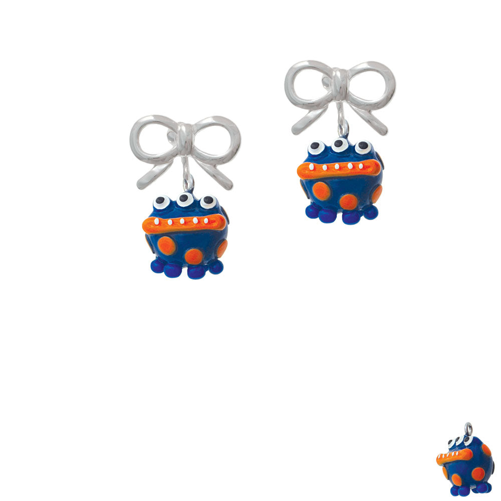 Resin Blue Monster with Orange Dots Crystal Clip On Earrings Image 9