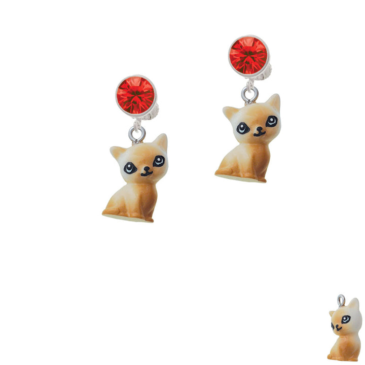 Resin Siamese Cat Crystal Clip On Earrings Image 4