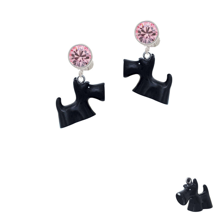 Resin Black Scottie Dog Crystal Clip On Earrings Image 4