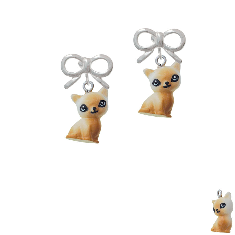 Resin Siamese Cat Crystal Clip On Earrings Image 9