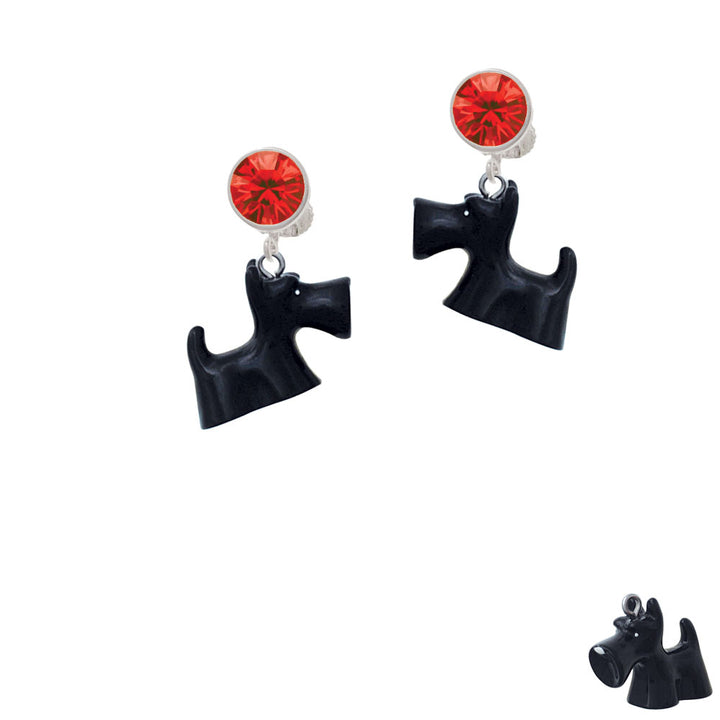 Resin Black Scottie Dog Crystal Clip On Earrings Image 4