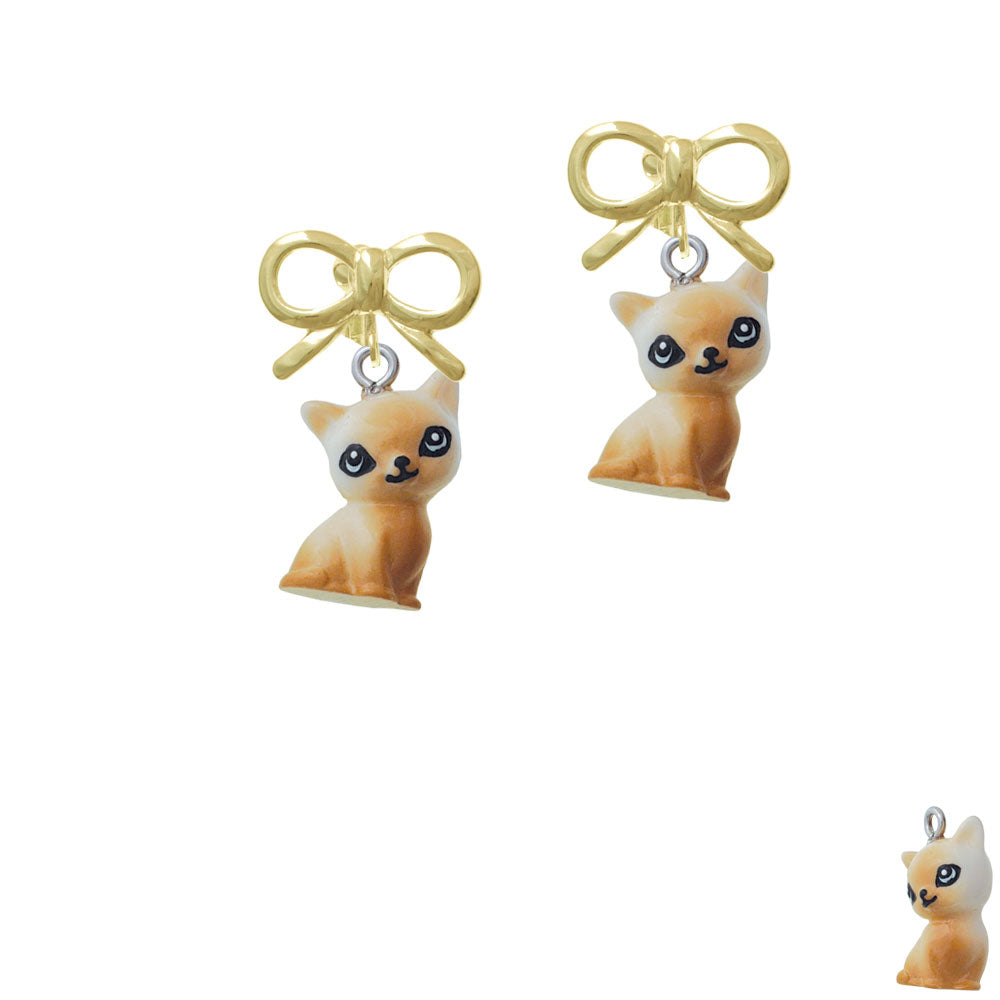 Resin Siamese Cat Crystal Clip On Earrings Image 10