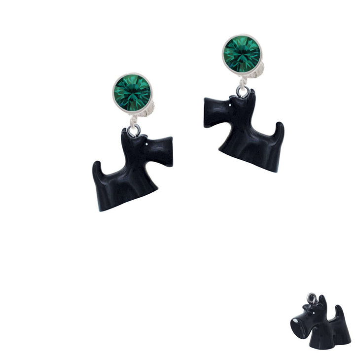 Resin Black Scottie Dog Crystal Clip On Earrings Image 6