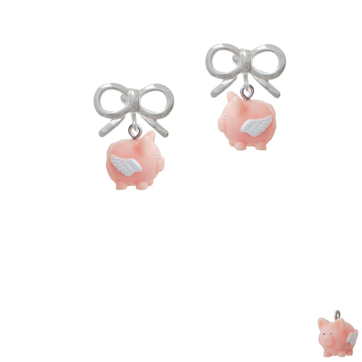 Resin Flying Pink Pig Crystal Clip On Earrings Image 9